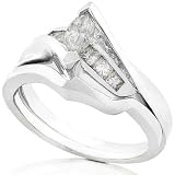 3/4ctw Marquise Cut Diamond Wedding Ring Set (HI/SI2) in 14kt White Gold