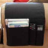 Sofa Armrest Caddy Pocket Organizer Great for Ipad , Remote, Game Controller , Newspaper , Book , Magazine Holder , Black