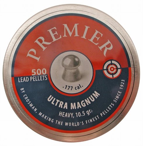 Crosman Premier Ultra Magnum .177 Cal, 10.5 Grains, Round Nose, 500/Tin