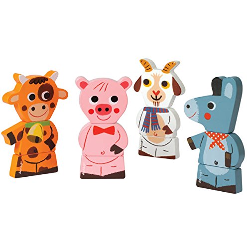 Janod Farm Animals Chunky Wooden Funny Magnets