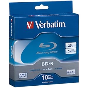 Verbatim 97238 25 GB 6x Blu-ray Single Layer Recordable Disc BD-R 10-Disc Spindle