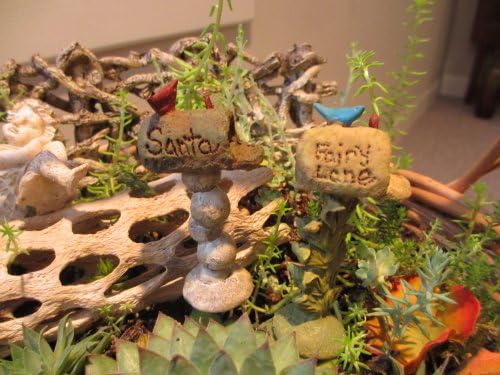 Set of 2 Fairy Garden Miniature Mailboxes 1 Fairy Lane & 1 Santa Mailbox