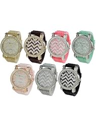 Geneva Platinum Chevron Design Silicone Watch - Mint Green