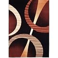 Circles Modern Art Rug Collection - Black