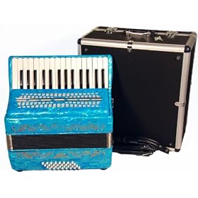Barcelona Full-Size 30 Key Piano Styled Accordion - Blue with Free Locking Case