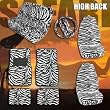 11 pc Complete Safari Zebra High Back Car Mats Seat Covers Steering Wheel Cover Set