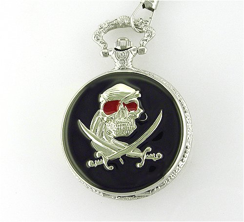NEW Hot Pirates Skull Mens Pocket Watch Swords