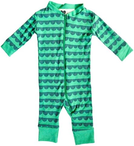 Cotton Baby Romper Suits - Made in the USA (6-12 months, Green Gator)