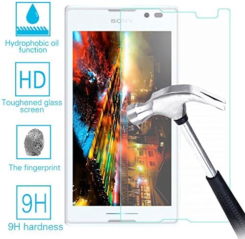 Sony Xperia C S39H C2304 Tempered Glass Screen Protector Guard,Bubble-free Anti-Scratch Ultra Clear 9H Premium Tempered Glass 0.26mm HD Screen Protector Film for Sony Xperia C S39H C2304 C2305