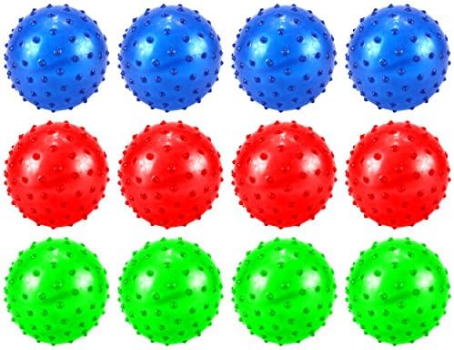 Set of 12 4" Spiky Spiked Ball Children's Kid's Toy Play Ball, Perfect for Indoor/ Outdoor Play, Add On for Sports Playsets (Colors May Vary)