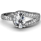 0.90 Ct Cushion Cut Petite Diamond Split Band Engagement Ring 14K CUT: VERY GOOD GIA WHITE GOLD