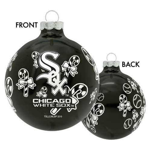 Chicago White Sox Small Painted Round Candy Cane Christmas Tree Ornament