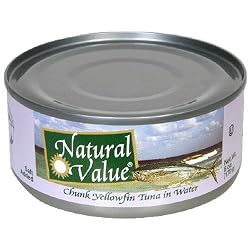 Natural Value Tuna, Yellowfin Chunk in Water, 6-Ounce Cans (Pack of 24)