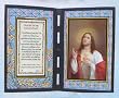 Sacred Heart of Jesus Stained Glass Plaque in English or Spanish, 10" x 7" - MADE IN ITALY