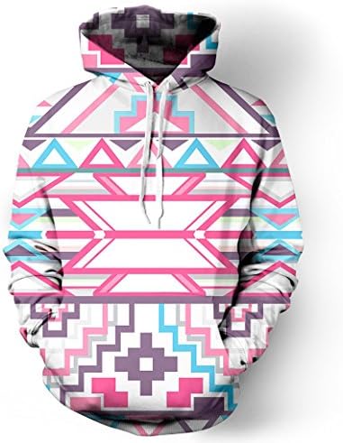 GEENO Mens&amp;womens Colourful Sweatshirts 3D Printed Patterned Hoodies for Teens&amp;Lovers Pullover Jackets Geometry(L/XL)