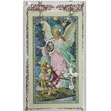 Guardian Angel Pearl Rosary and Prayer Card Baptism Christening Communion Gift
