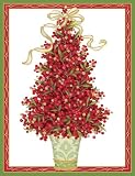 Caspari Pepperberry Tree 20 Holiday Cards with 20 Envelopes