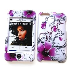 Apple iPod Touch 2nd & 3rd Generation Snap-On Hard Case Protector "Artistic Purple Flowers" Design