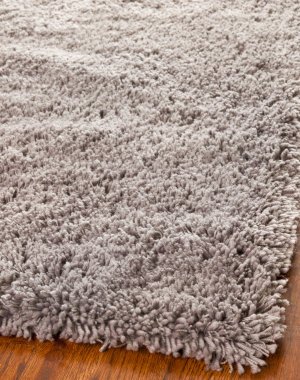 Safavieh SG240G Shag Collection Classic Handmade Grey Shag Round Area Rug, 4-Feet Round
