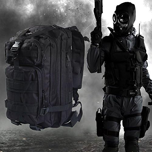 Outdoor Sports Backpack Bag Rucksack Military Tactical by Fansheng, Large Superior 3P Quality Survival Oxford Backpack for Camping Traveling Hiking Trekking, 30L Heavy Duty (Black)