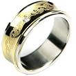 Stainless Steel Concave Gold Inlay Dragon Cubic Zirconia Band Ring - Men Stainless Steel Concave Gold Inlay Dragon Cubic Zirconia Band Ring - Men