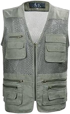 Men's Outdoor Multifunction Multi-pocket Pierced Fishing Photo Journalist's Vest (3XL, B-army green)