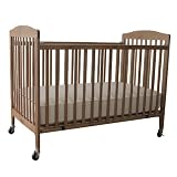 LA Baby Folding Wooden Full Sized Crib with Dual-fixed Sides, Natural