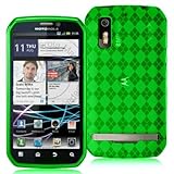High Gloss Argyle Green Flexible TPU Cover Skin Phone Case for Motorola Pho ....