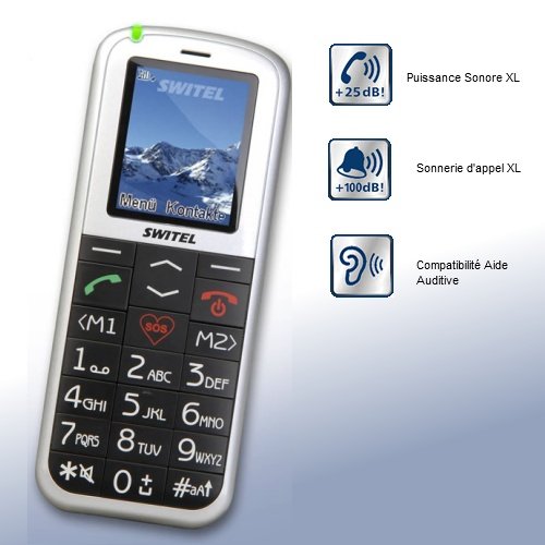 -Telephone Portable Mobile Senior Grandes Touches -100dB - Compatible Appareil Auditif - Fonction Appel SOS