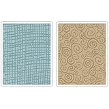 Sizzix Texture Fades Embossing Folders 2PK - Burlap & Swirls Set by Tim Holtz