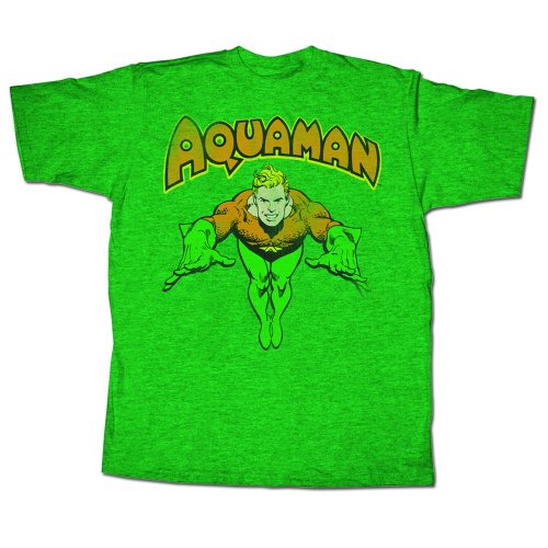  DC Comics The Justice League Aquaman Aqua Dive Men's Kelly Green Heather T-shirt