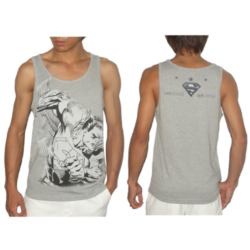  COLLECTORS EDITION: Mens SUPERMAN / DC Comics Superhero Tank Top / Tee - Grey