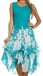 A-line Floral Print Cotton/Rayon/Spandex Bubble Dress Full-Skirt  Dress