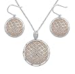 Earrings and Pendant Set: Two-Toned with Clear CZ and Sterling Silver