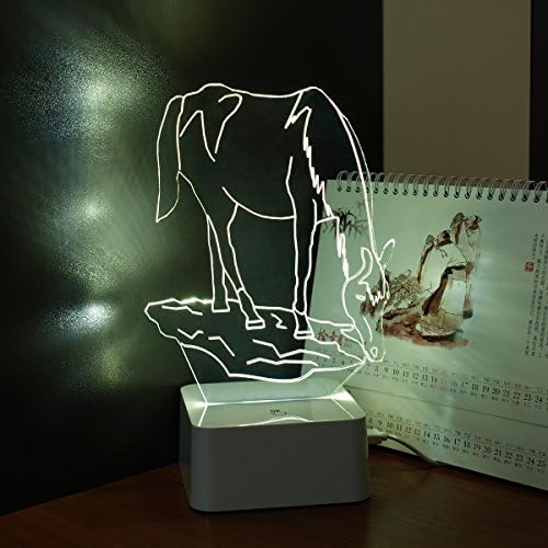 Hideeled Optical Illusion Touch Control 3d led art light, cool white Color with Various Design for furnishings (Horse)