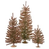 3-Piece Sparkling Mocha Brown Tinsel Christmas Tree Set - 12