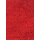 High Pile Chenille Cotton Shag Area Rug Red 39"x58"