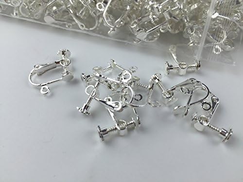 30 pcs OPCC Screw Back Non-Pierced Earring Findings, Silver Plated(15 pairs)