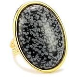 Privileged NYC Grey Cabochon Gold plated Ring