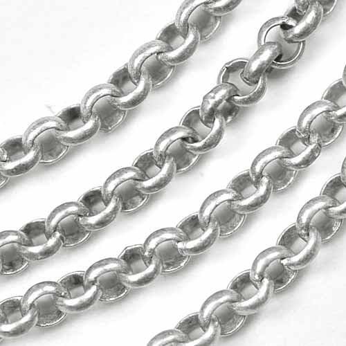 Chainology Antique Silver Plated Chain #44: 2.0mm Small Rollo Chain (per Yard/per 3 feet)