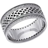 10mm Hand & Machine Assembled Contemporary Diamond Wedding Ring Design, Prong Set With 80 Round .006ct Diamonds. Thickness: 1.90mm