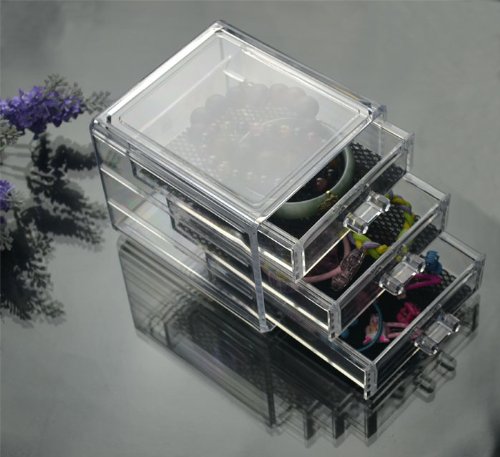 Luxury Acrylic Cosmetic Organizer Makeup Box 3 Drawers 1005-4***