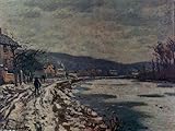 Ready to hang paintings on stretched canvas - Claude Monet - 24 x 18 inches - The Seine at Bougiv...
