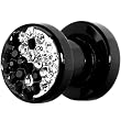 2 Gauge Black Crystal Ferido Yin Yang Acrylic Screw Fit Tunnel