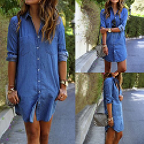 MIOIM® ミニドレス レディース 欧米風 デニム ワンピース カジュアル 通勤 登校 お出かけ お呼ばれ フェミニン 長袖 無地