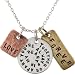 Together or Apart you're Always in my Heart Mixed Metal Stamped Love Charm Necklace