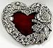 Red Heart Rose and Leaf Border Enamel Pewter Buckle