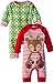 Gerber Girls' Baby-Newborn Reindeer Two-Piece Long-Sleeve Holiday Coverall Set