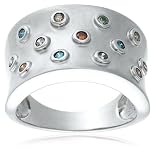 Sterling Silver Multi-Color Diamond Ring