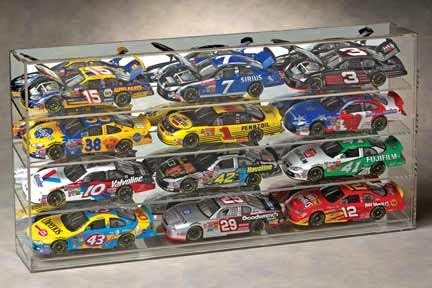 12 Car 1/24TH Wall Mount w/Slant Shelves Mirror Back